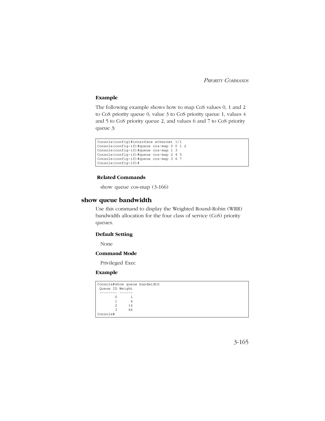 SMC Networks 10/100/1000 SMCGS8P-Smart manual Show queue bandwidth, 165 