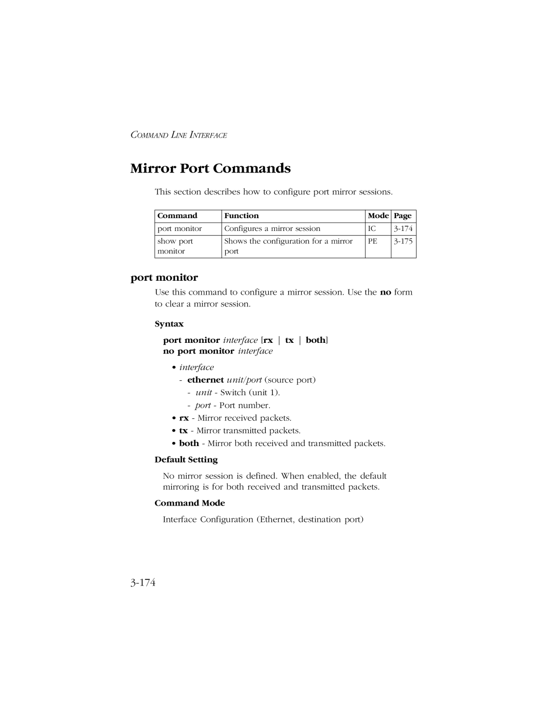 SMC Networks 10/100/1000 SMCGS8P-Smart manual Mirror Port Commands, Port monitor, 174 