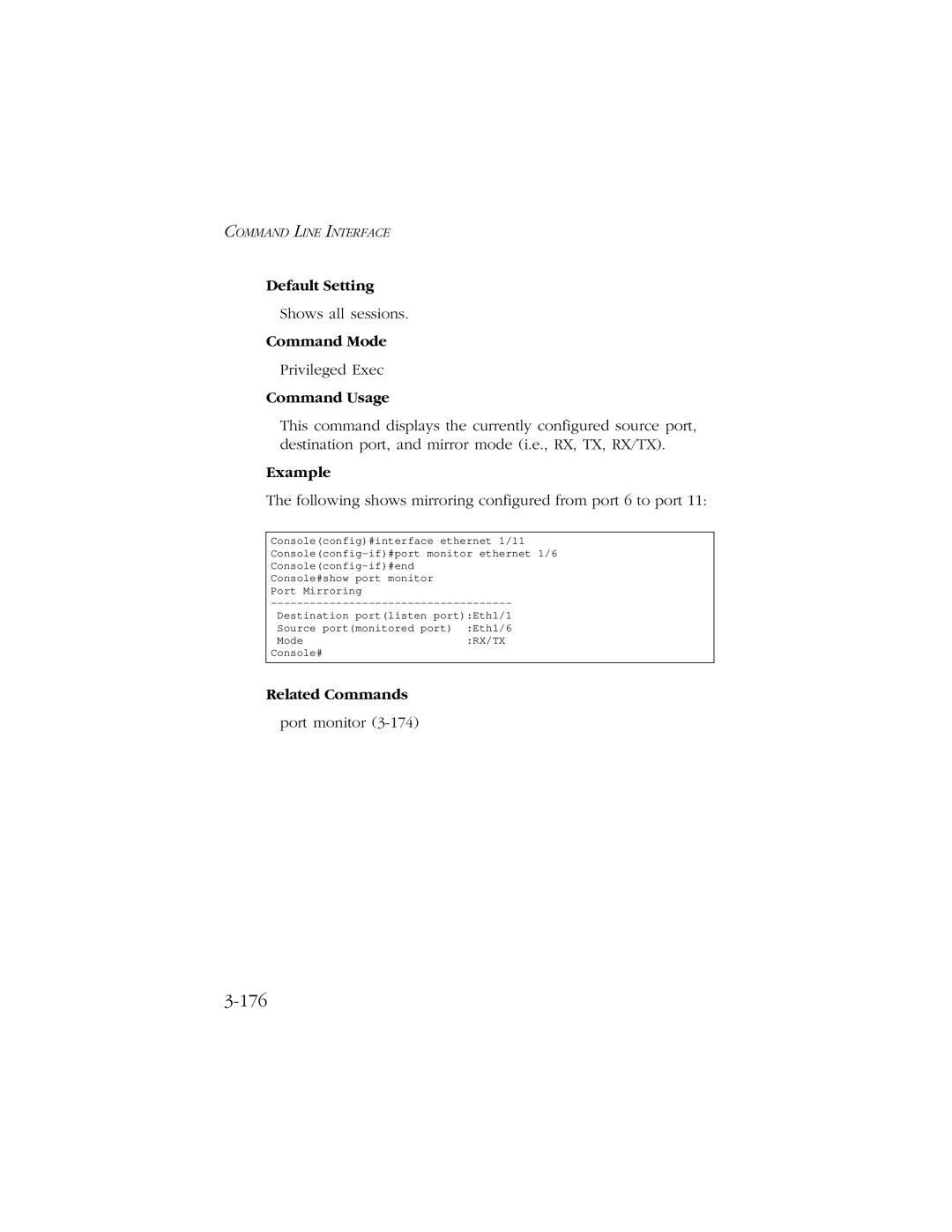 SMC Networks 10/100/1000 SMCGS8P-Smart manual 176, Following shows mirroring configured from port 6 to port 