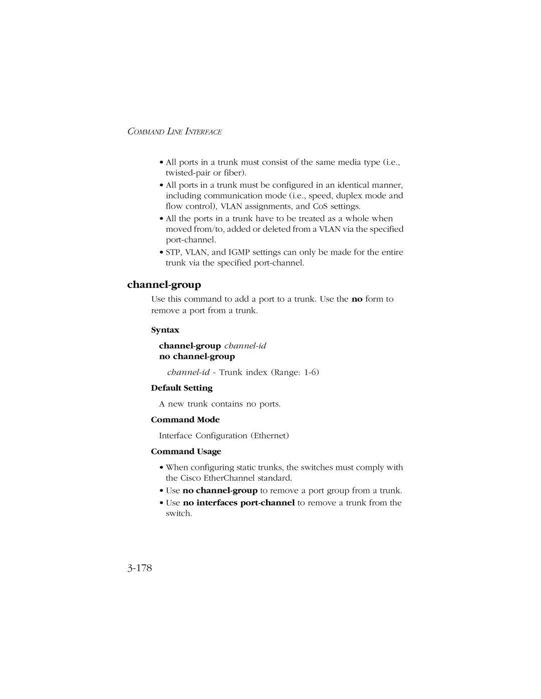 SMC Networks 10/100/1000 SMCGS8P-Smart manual 178, Syntax Channel-group channel-idno channel-group 