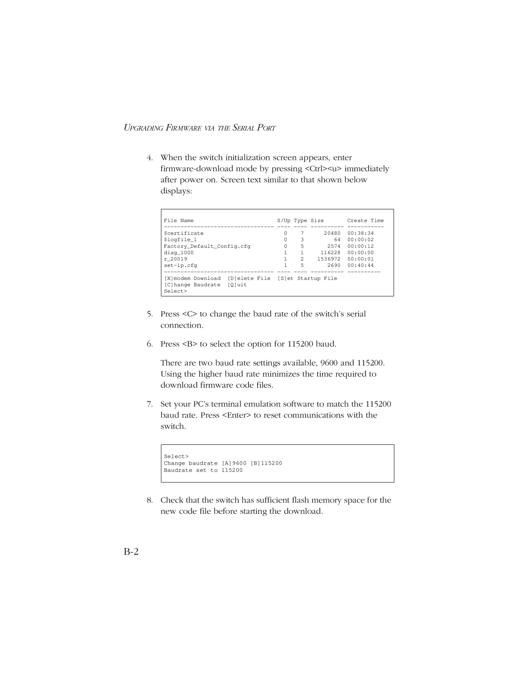 SMC Networks 10/100/1000 SMCGS8P-Smart manual Upgrading Firmware VIA the Serial Port 