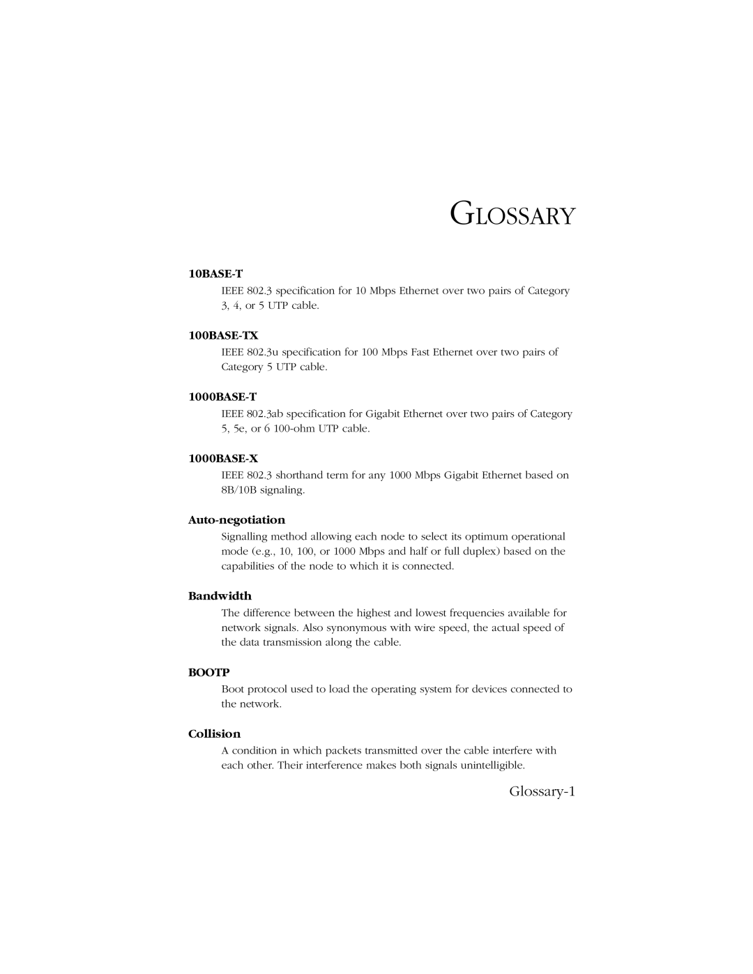 SMC Networks 10/100/1000 SMCGS8P-Smart manual Glossary-1 