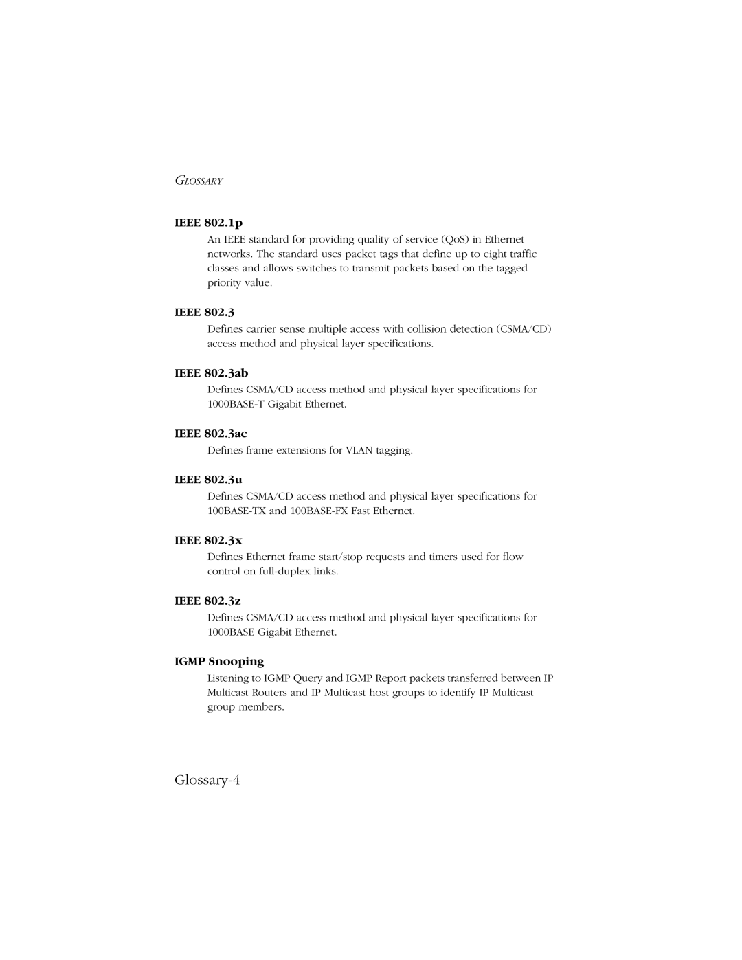 SMC Networks 10/100/1000 SMCGS8P-Smart manual Glossary-4 