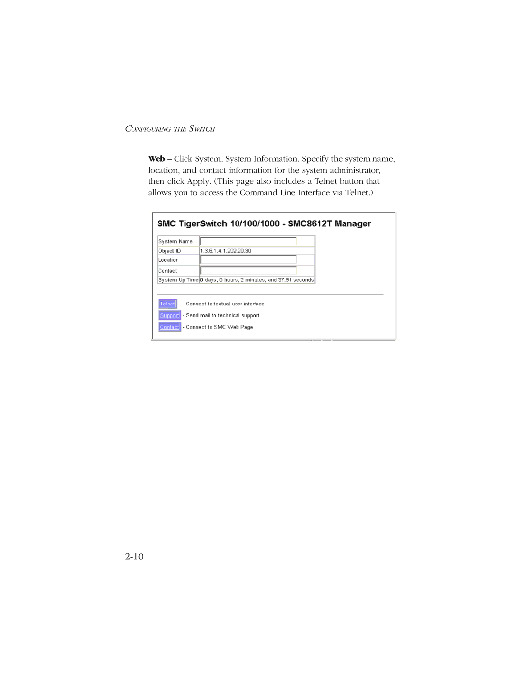 SMC Networks 10/100/1000 SMCGS8P-Smart manual Configuring the Switch 