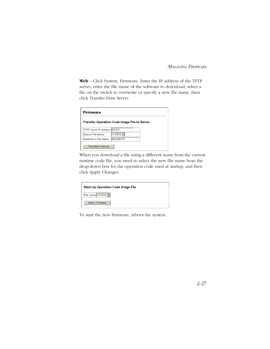 SMC Networks 10/100/1000 SMCGS8P-Smart manual Managing Firmware 