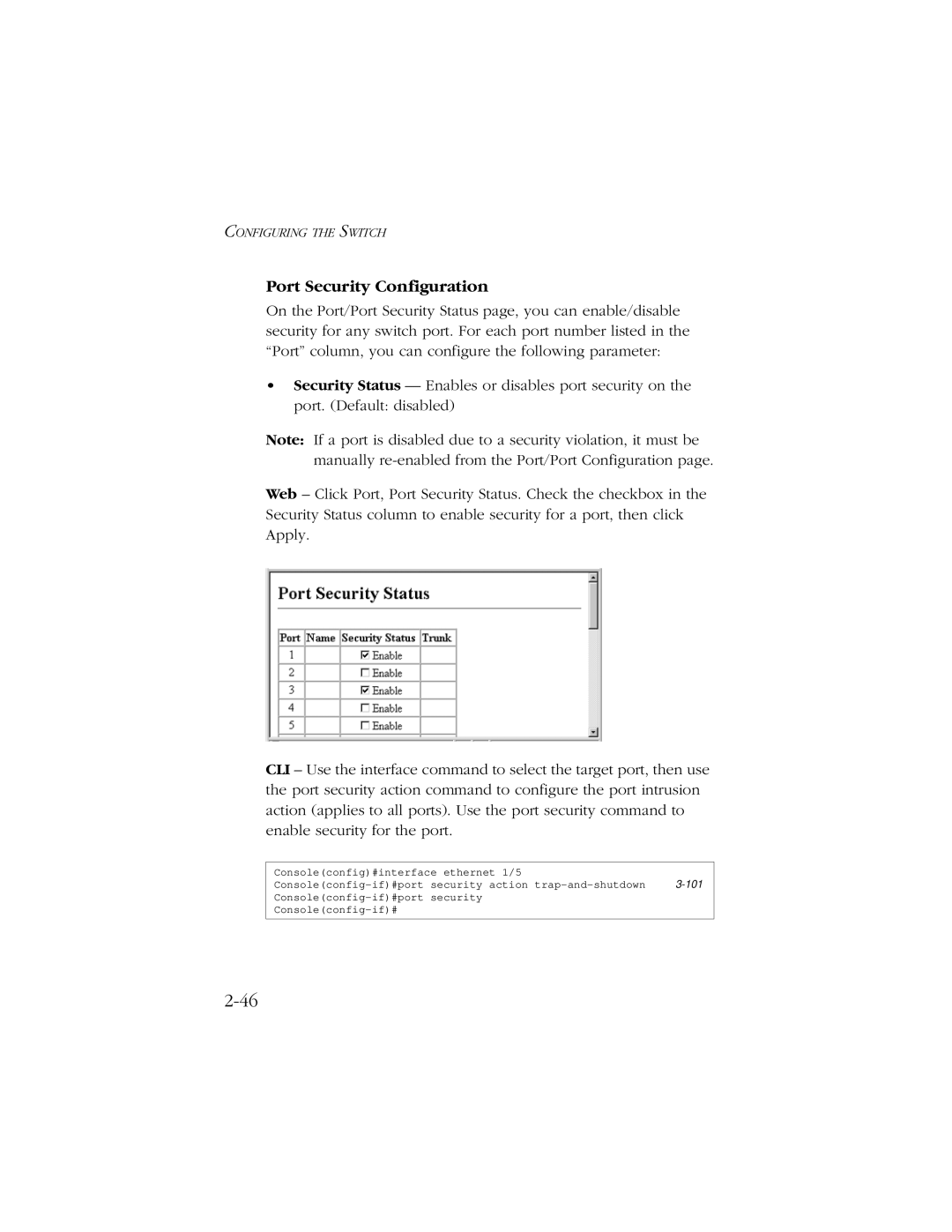 SMC Networks 10/100/1000 SMCGS8P-Smart manual Port Security Configuration 