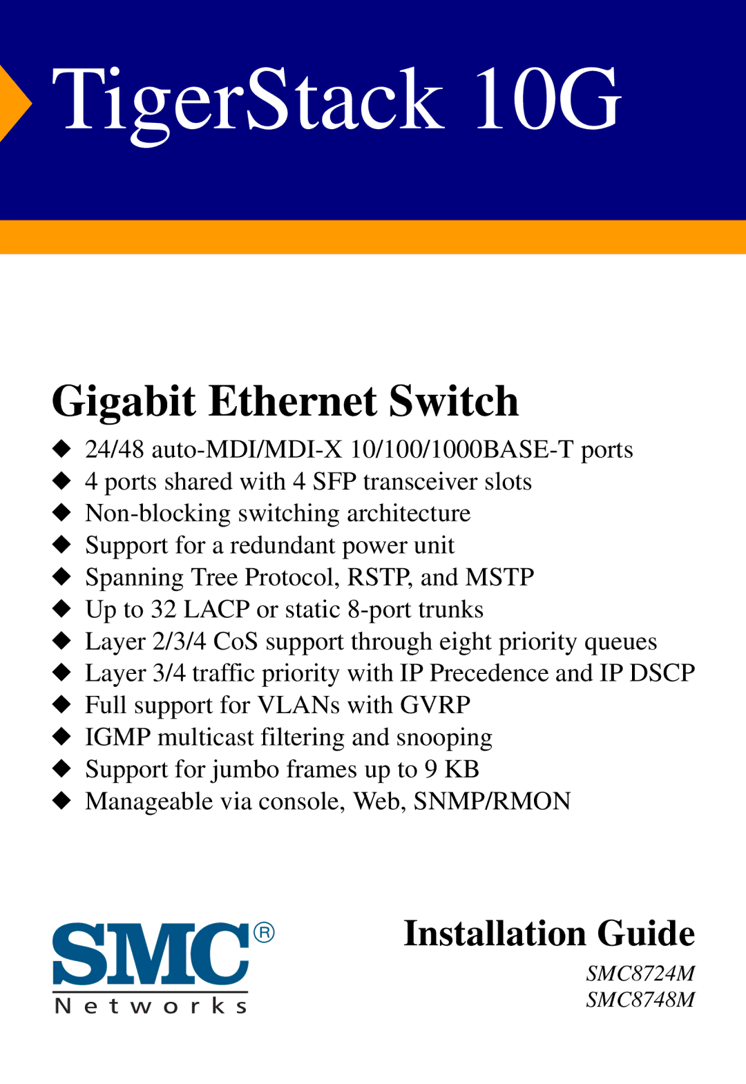 SMC Networks manual TigerStack 10G 