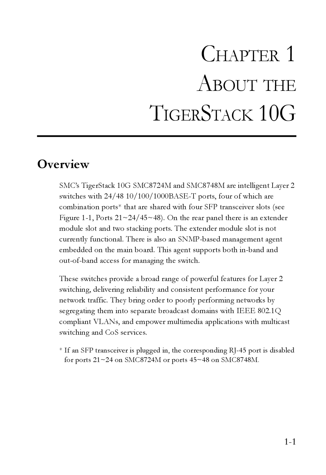 SMC Networks manual Chapter About Tigerstack 10G, Overview 