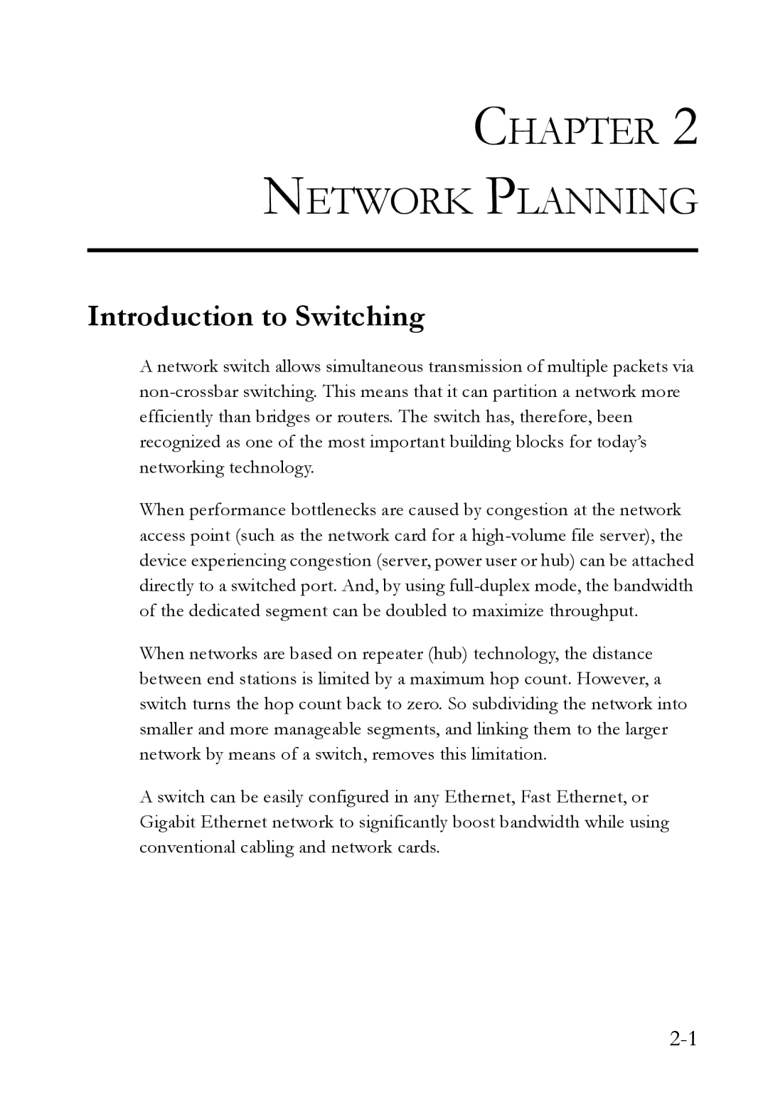 SMC Networks 10G manual Chapter Network Planning, Introduction to Switching 