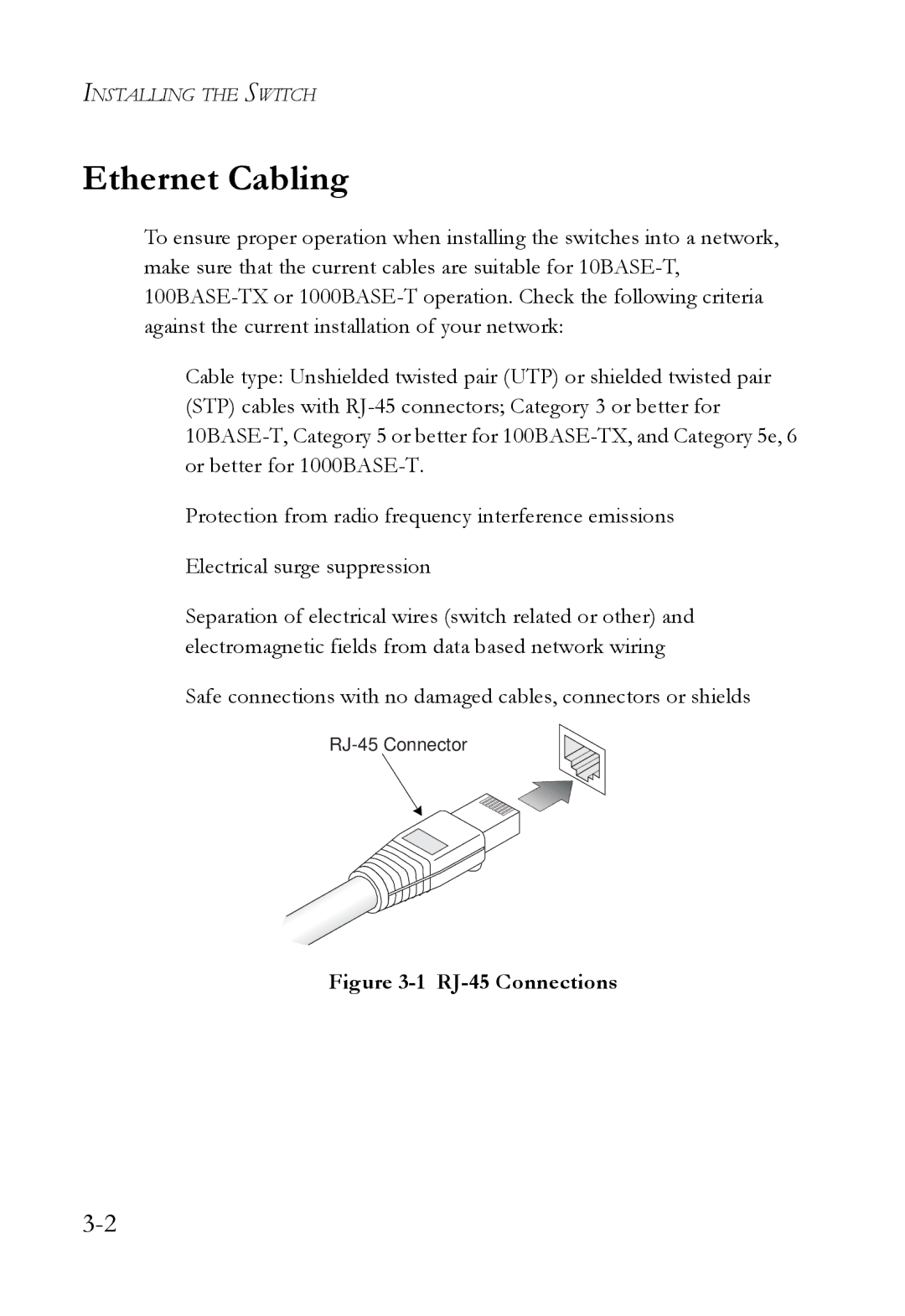 SMC Networks 10G manual Ethernet Cabling, RJ-45 Connections 