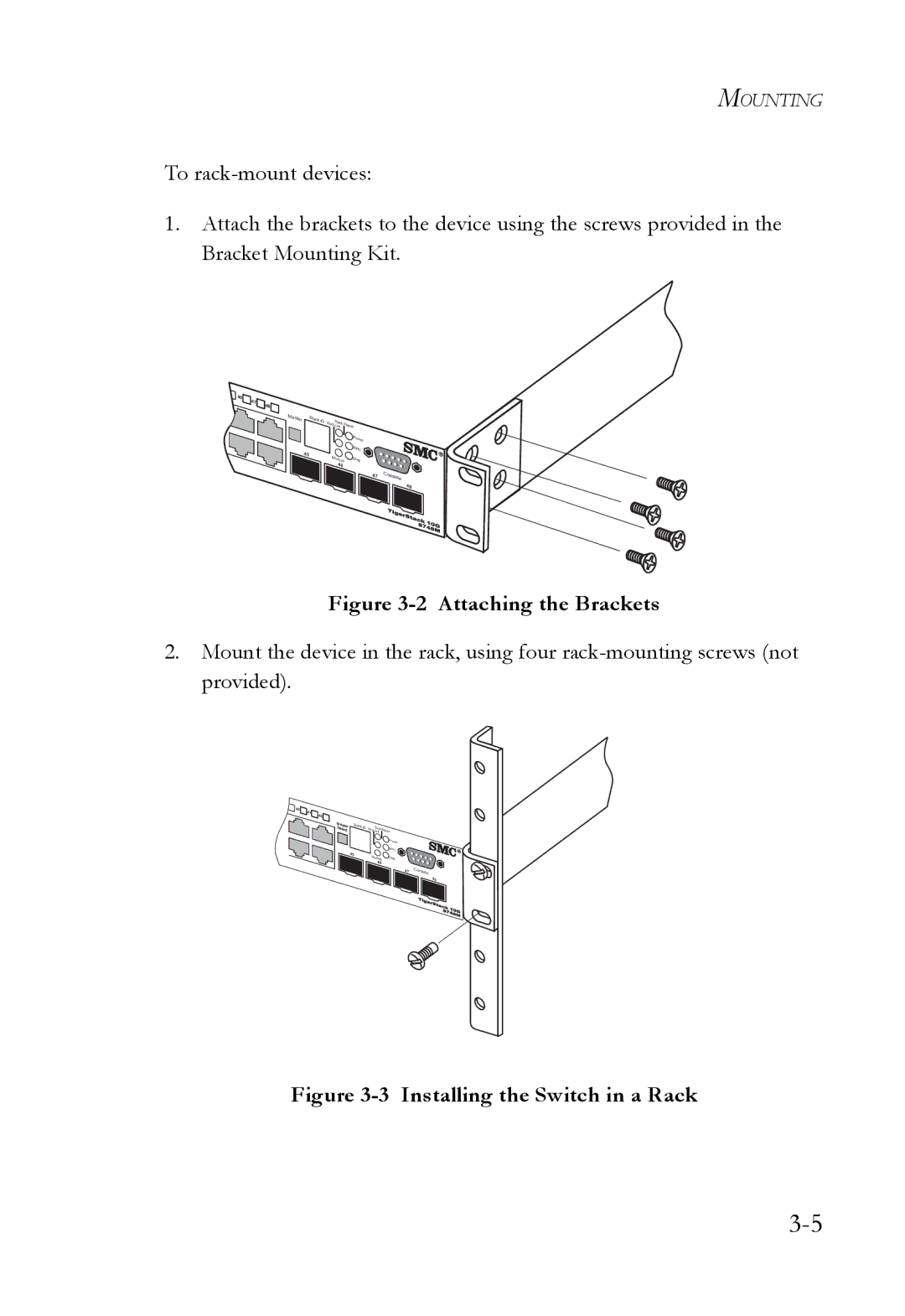 SMC Networks 10G manual Attaching the Brackets 