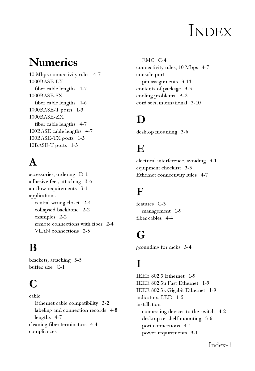 SMC Networks 10G manual Index, Numerics 