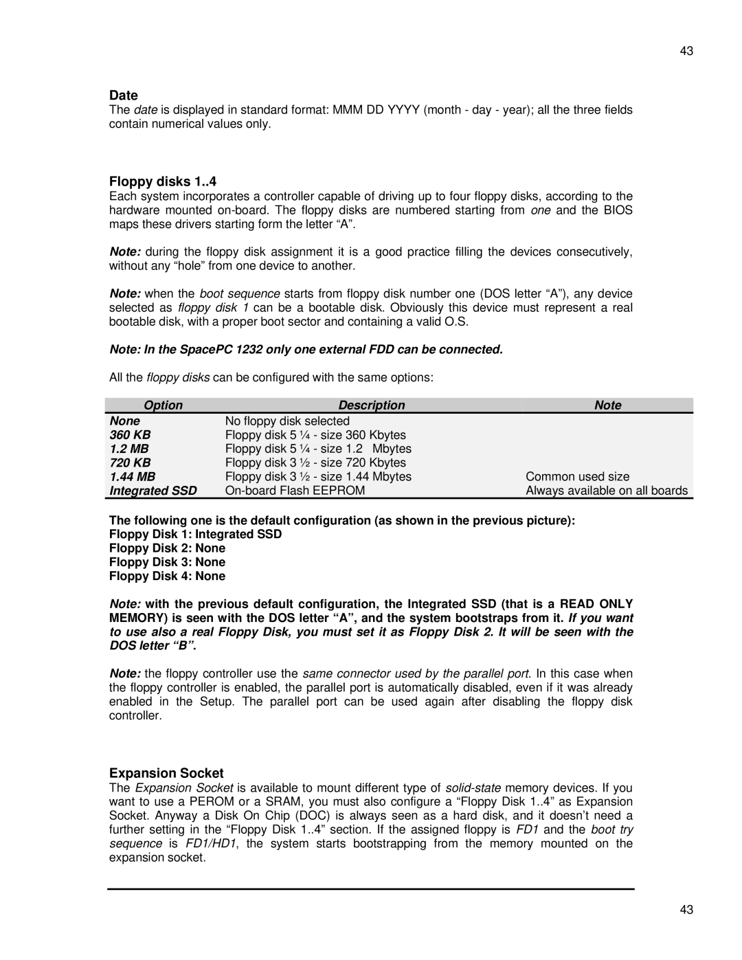 SMC Networks 1232 Series user manual Date, Floppy disks, Expansion Socket 