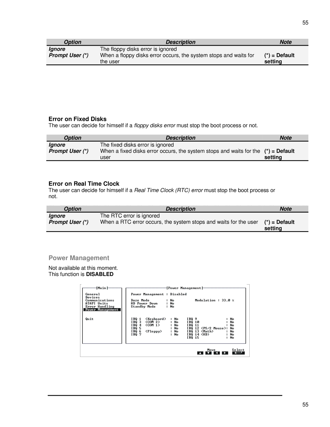 SMC Networks 1232 Series user manual Error on Fixed Disks, Error on Real Time Clock 