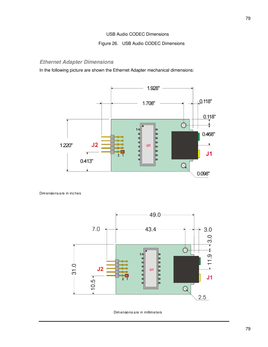 SMC Networks 1232 Series user manual 31.0 49.0 43.4 11.9, Ethernet Adapter Dimensions 