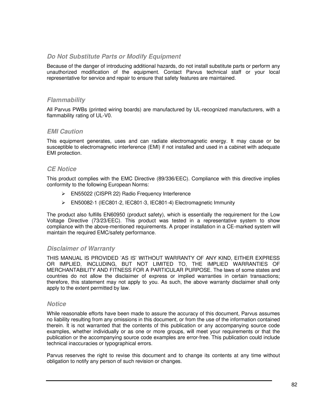 SMC Networks 1232 Series user manual Do Not Substitute Parts or Modify Equipment, Flammability, EMI Caution, CE Notice 