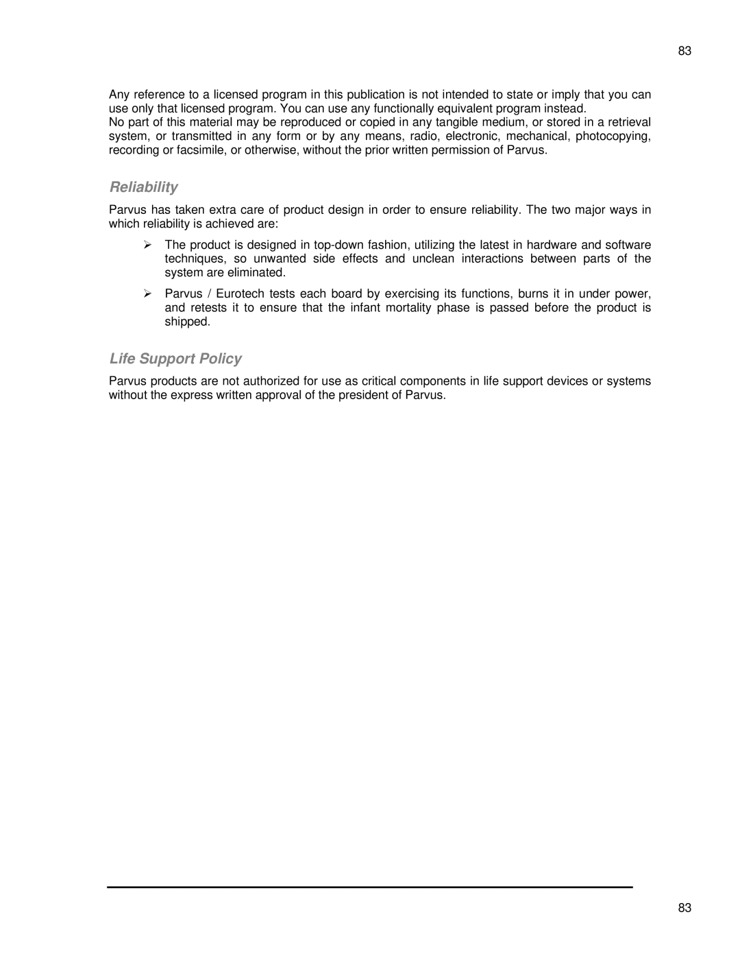 SMC Networks 1232 Series user manual Reliability, Life Support Policy 