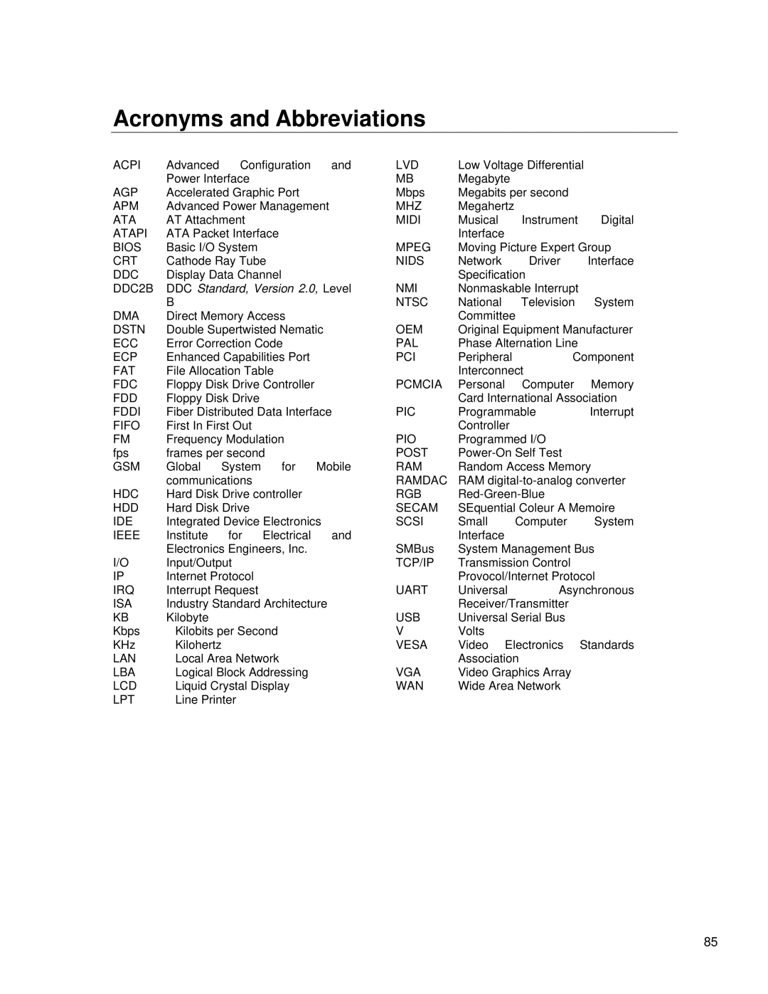 SMC Networks 1232 Series user manual Acronyms and Abbreviations 