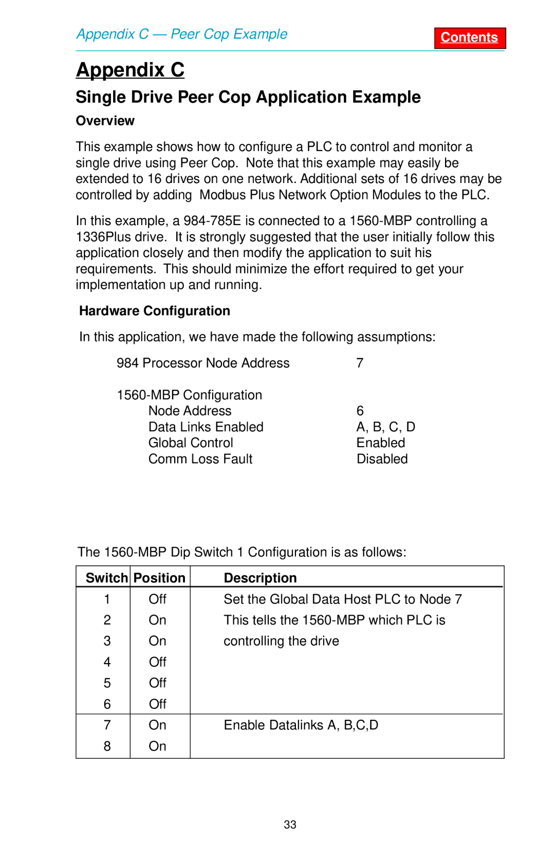 SMC Networks 1560 user manual Appendix C, Single Drive Peer Cop Application Example, Overview, Hardware Configuration 