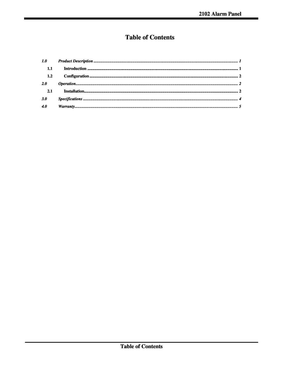 SMC Networks 2102 manual Table of Contents, Alarm Panel 