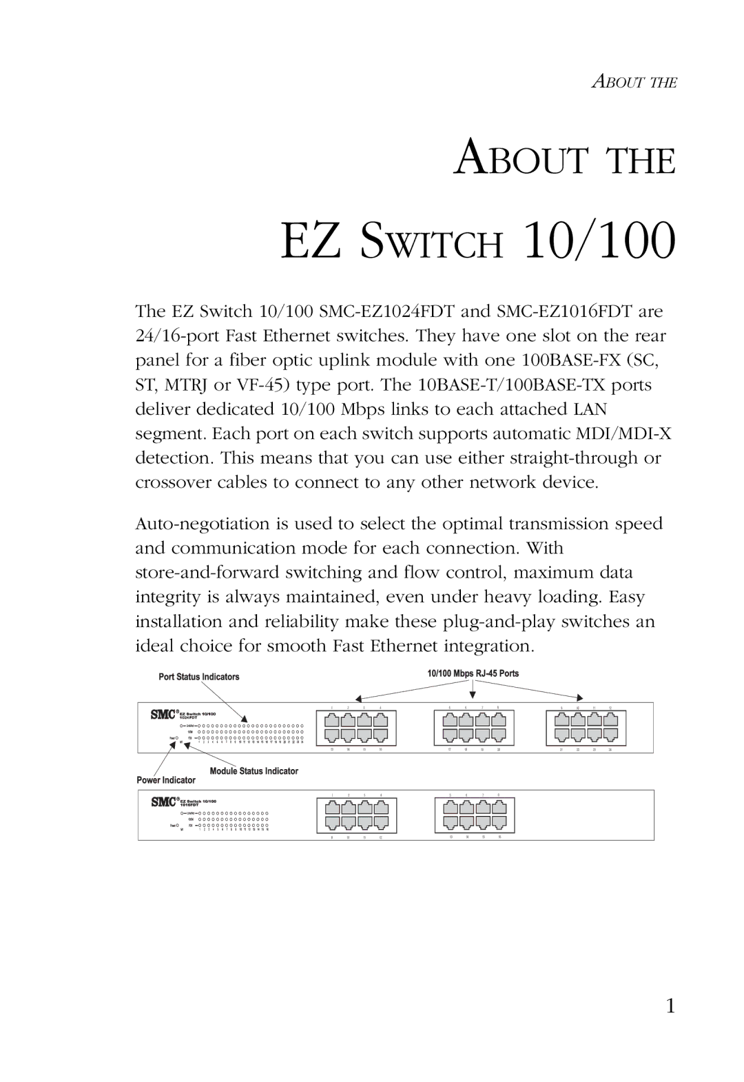 SMC Networks 24/16 manual EZ Switch 10/100, About 