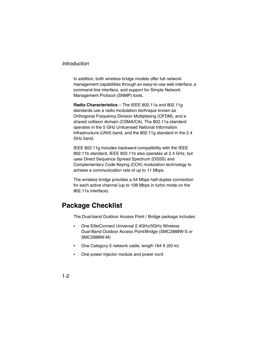 SMC Networks 2.4GHz/5GHz manual Package Checklist, Introduction 