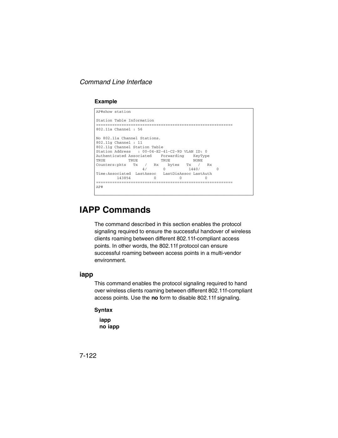 SMC Networks 2.4GHz/5GHz manual Iapp Commands, Syntax Iapp no iapp 