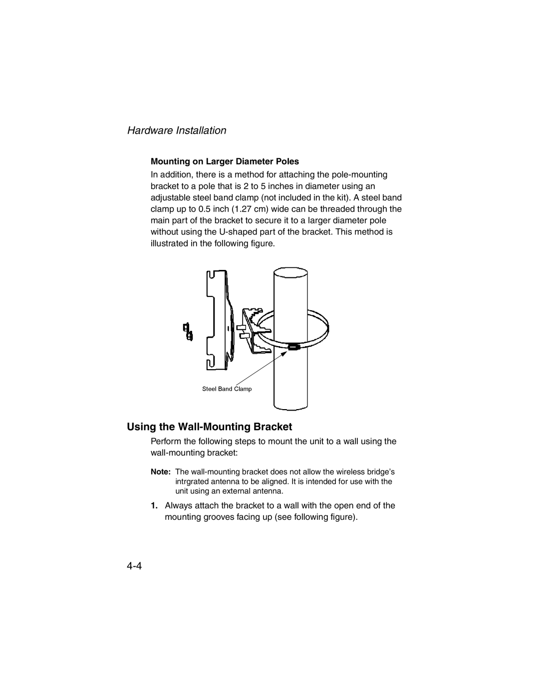 SMC Networks 2.4GHz/5GHz manual Using the Wall-Mounting Bracket, Mounting on Larger Diameter Poles 