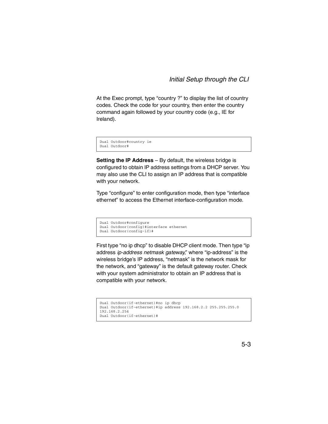 SMC Networks 2.4GHz/5GHz manual Initial Setup through the CLI 