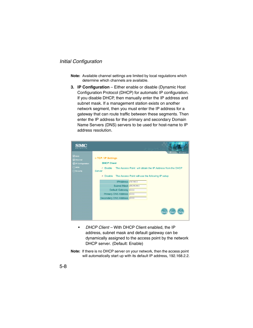 SMC Networks 2.4GHz/5GHz manual Initial Configuration 