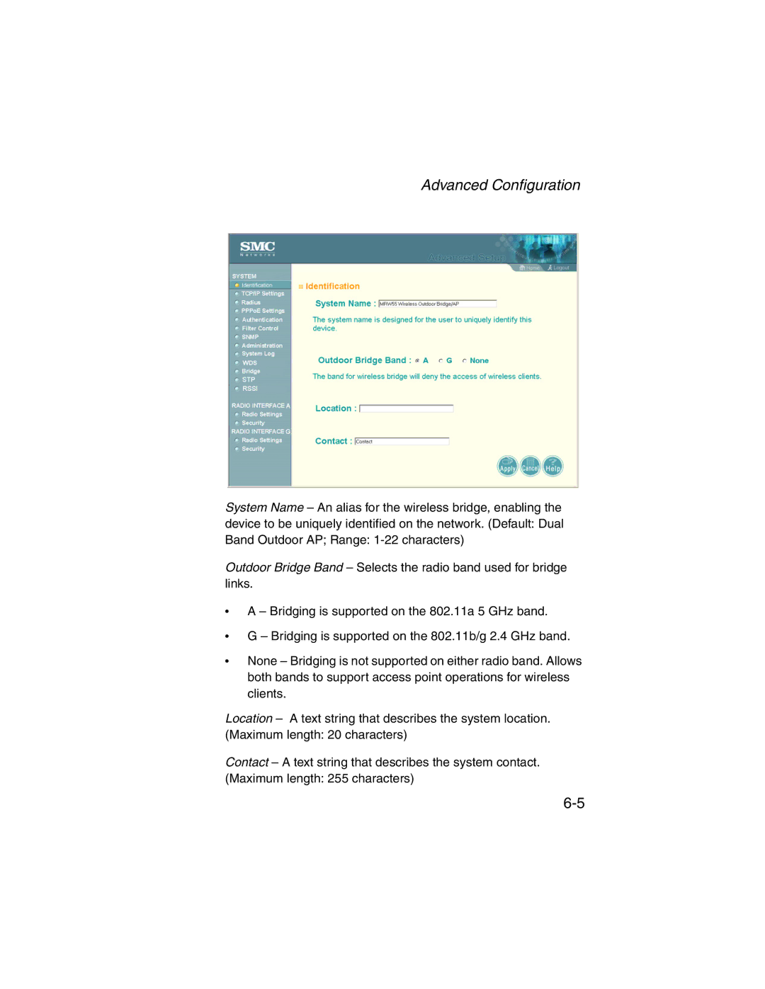 SMC Networks 2.4GHz/5GHz manual Advanced Configuration 