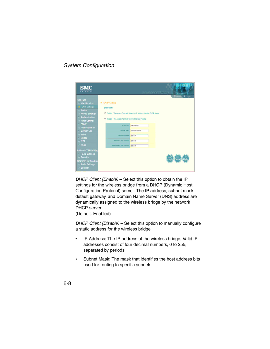 SMC Networks 2.4GHz/5GHz manual System Configuration 