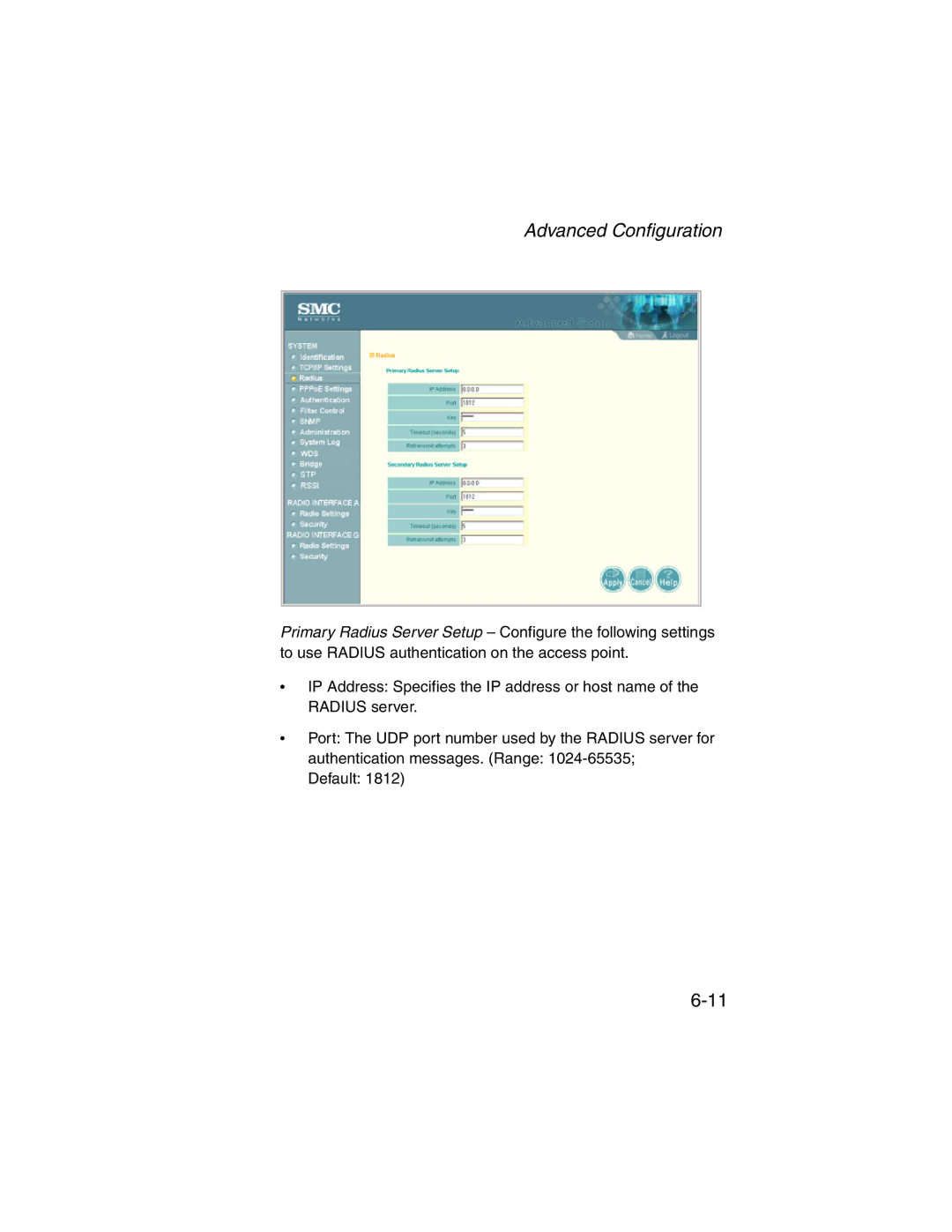 SMC Networks 2.4GHz/5GHz manual Advanced Configuration 