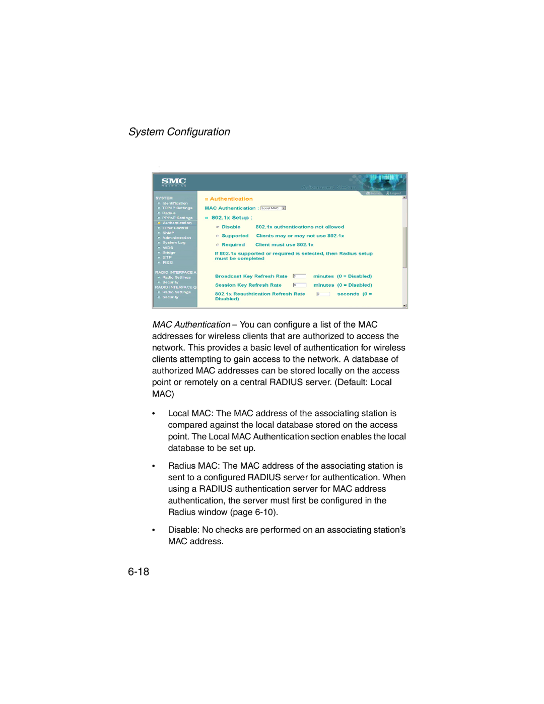 SMC Networks 2.4GHz/5GHz manual System Configuration 