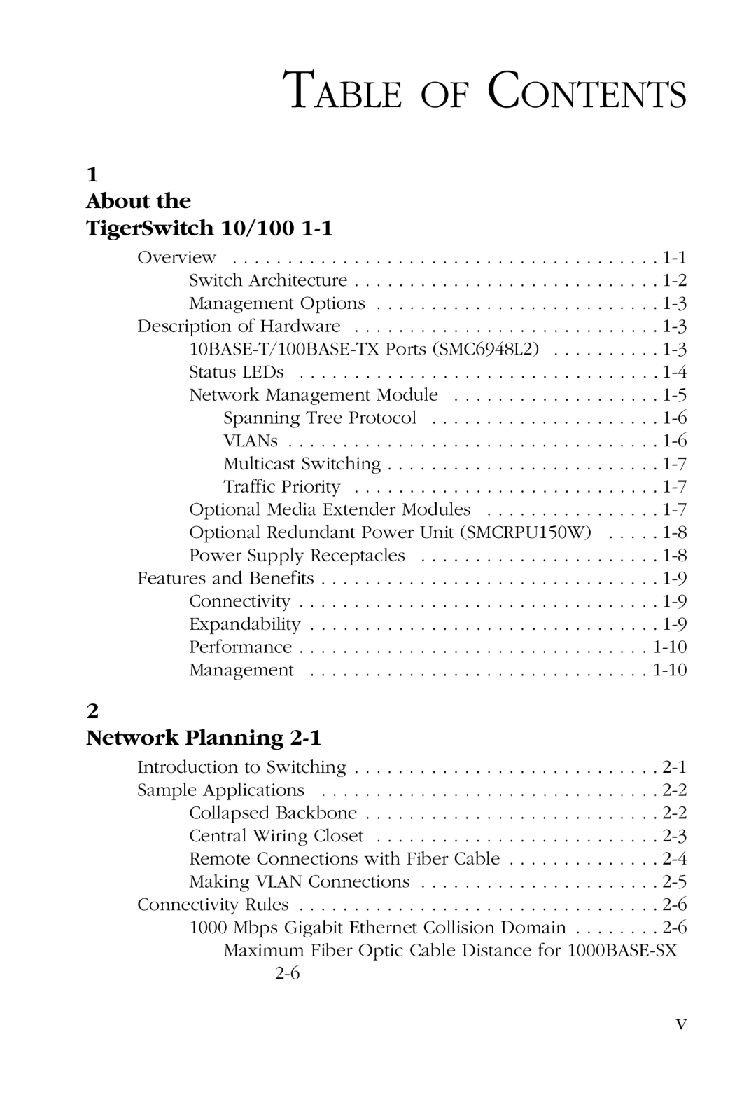 SMC Networks 48-Port manual Table of Contents 