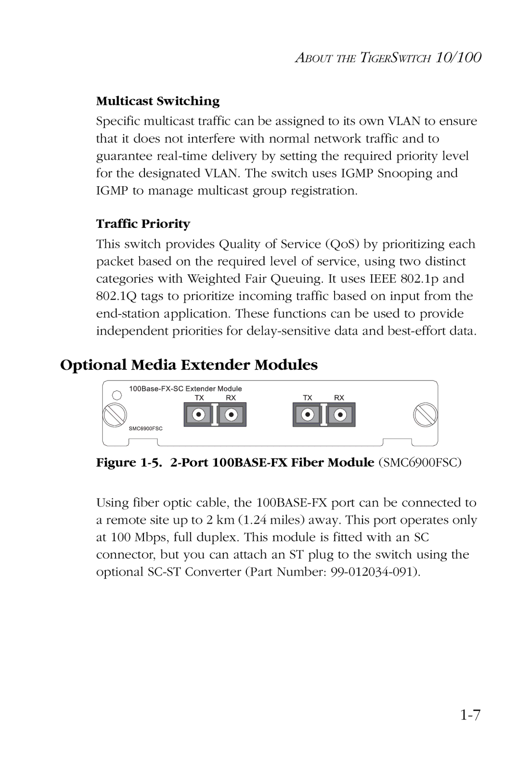 SMC Networks 48-Port manual Optional Media Extender Modules, Multicast Switching, Traffic Priority 