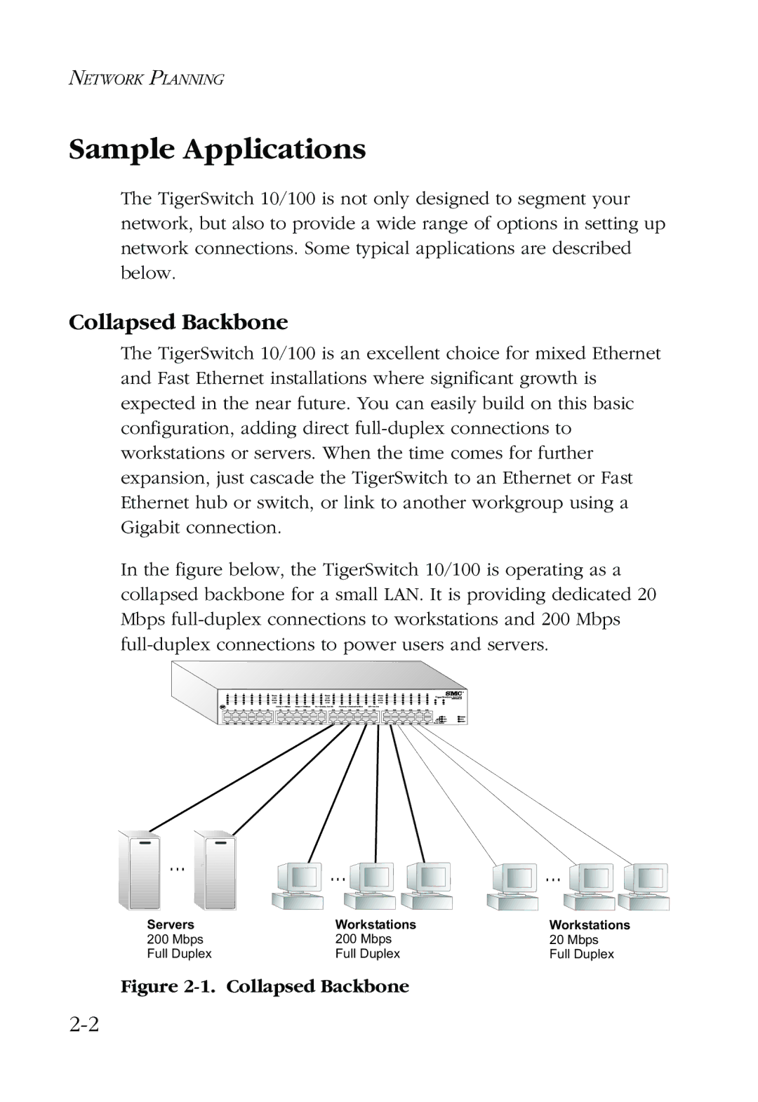 SMC Networks 48-Port manual Sample Applications, Collapsed Backbone 