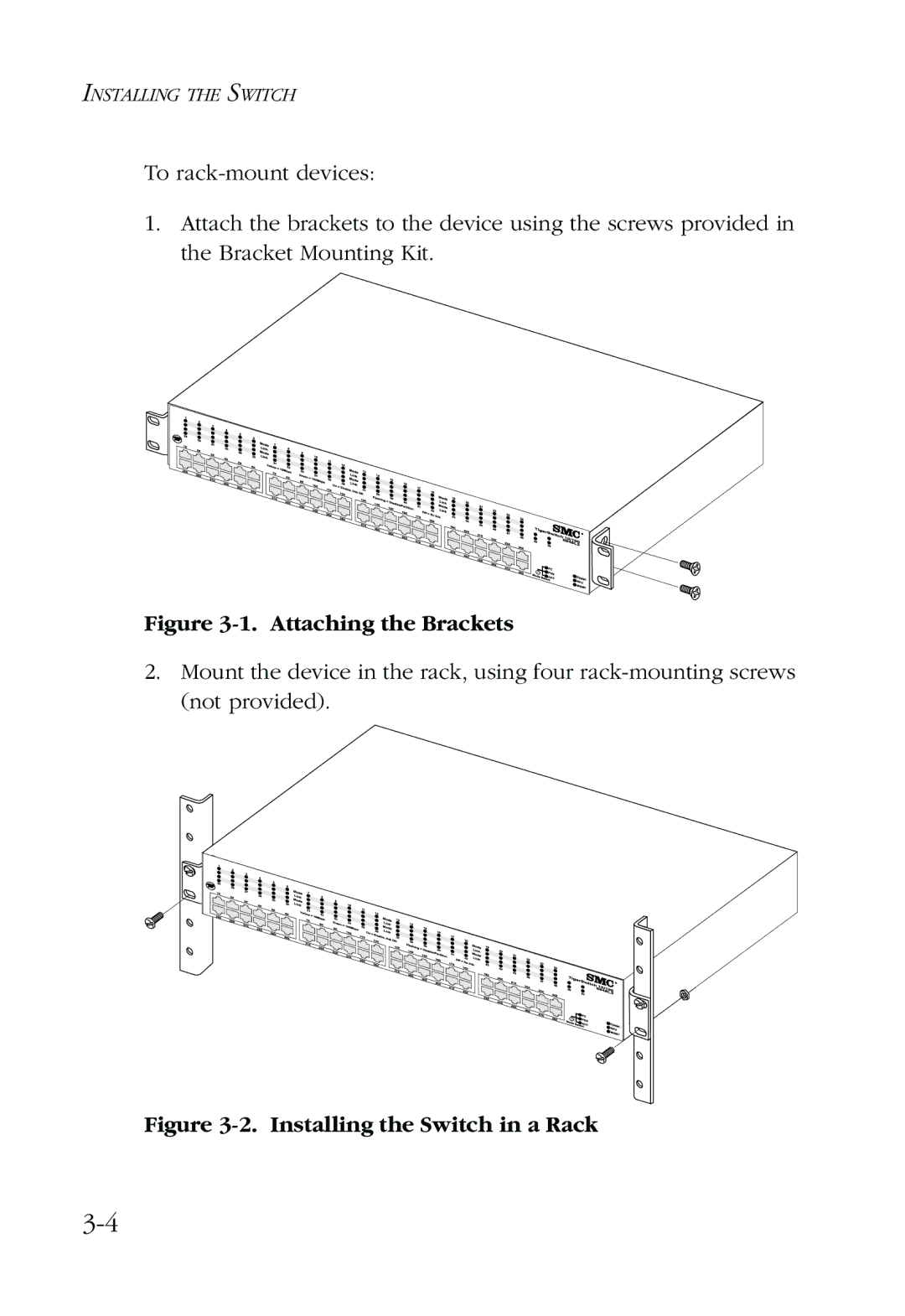 SMC Networks 48-Port manual Attaching the Brackets 