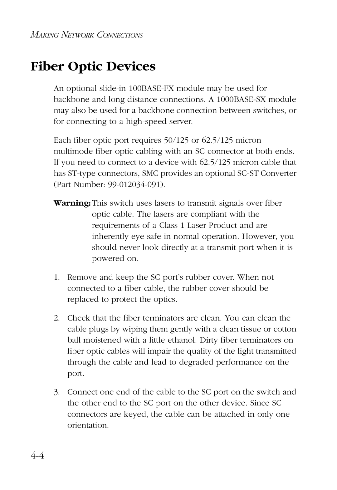 SMC Networks 48-Port manual Fiber Optic Devices 