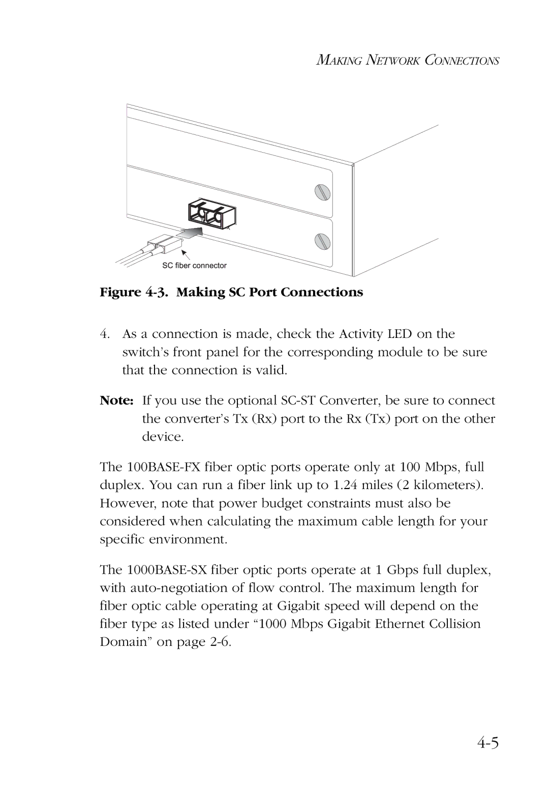 SMC Networks 48-Port manual Making SC Port Connections 