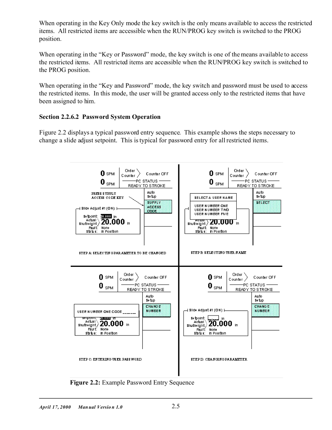 SMC Networks 5000 manual Password System Operation, Example Password Entry Sequence 