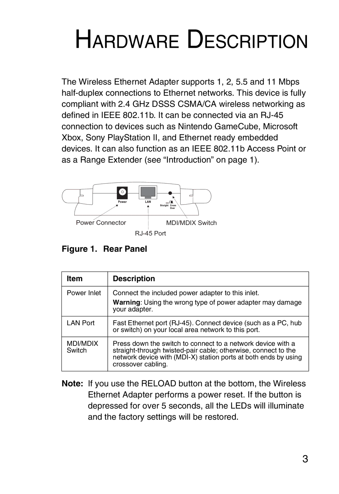 SMC Networks 5MC2671W manual Hardware Description, Rear Panel 