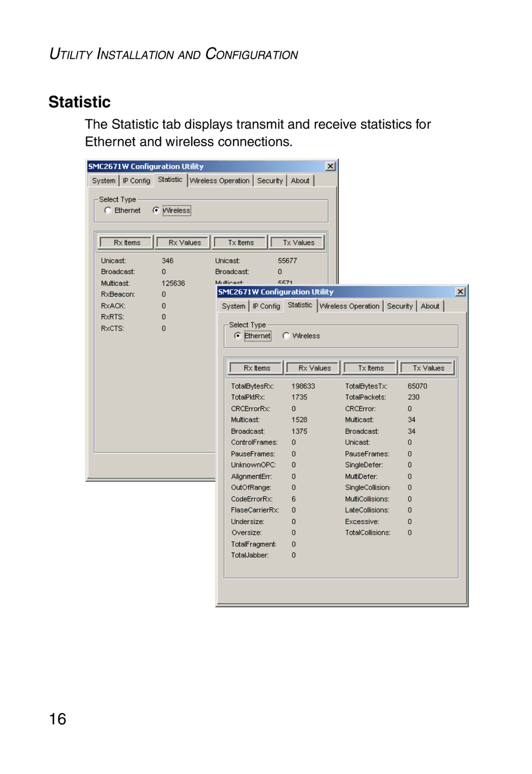 SMC Networks 5MC2671W manual Statistic 