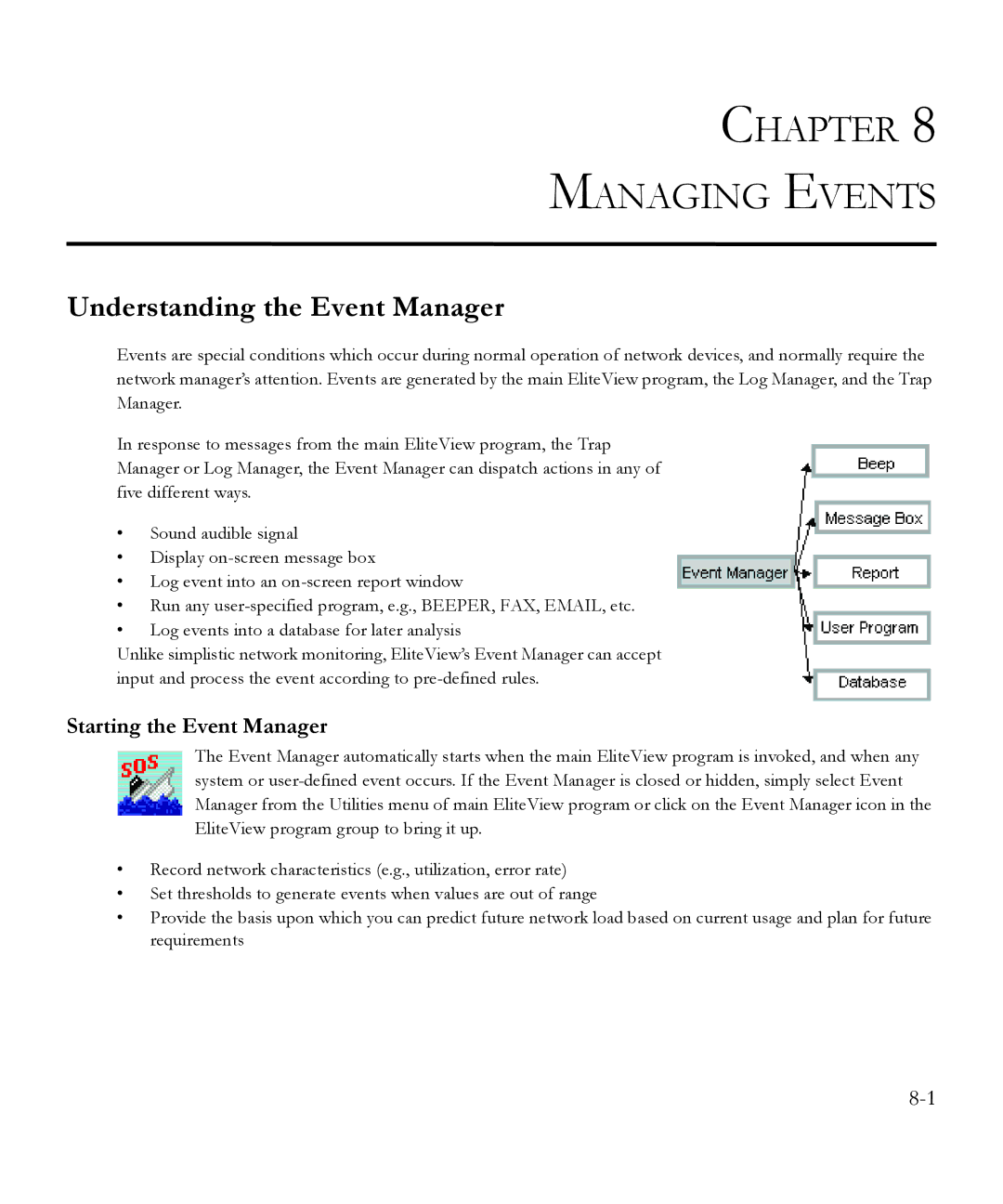 SMC Networks 6.20 manual Chapter Managing Events, Understanding the Event Manager, Starting the Event Manager 