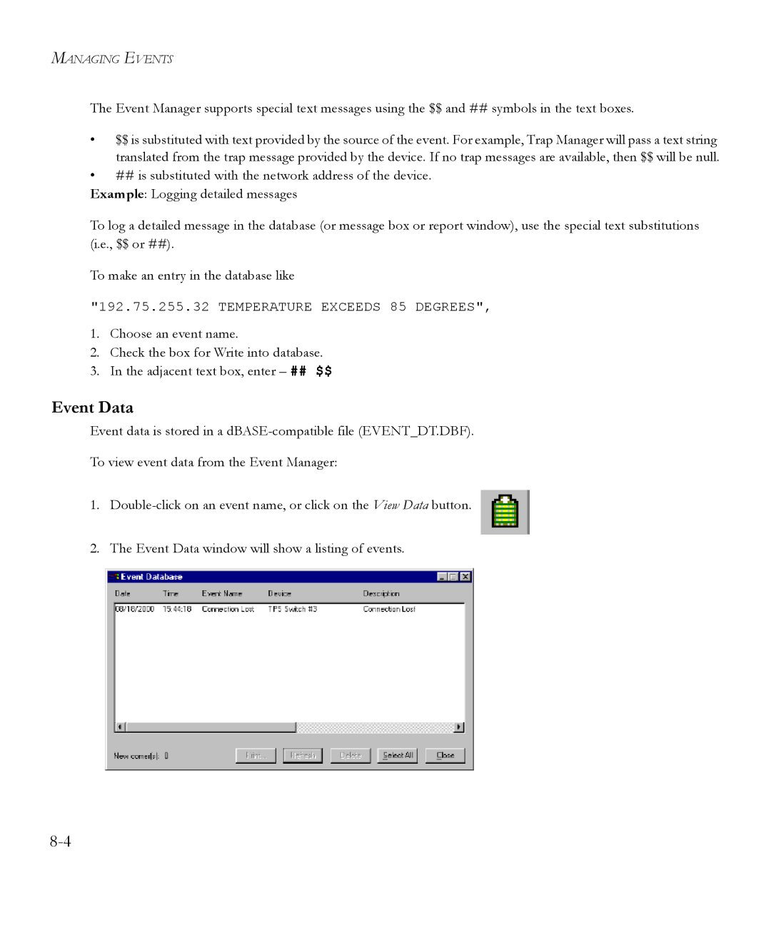 SMC Networks 6.20 manual Event Data 