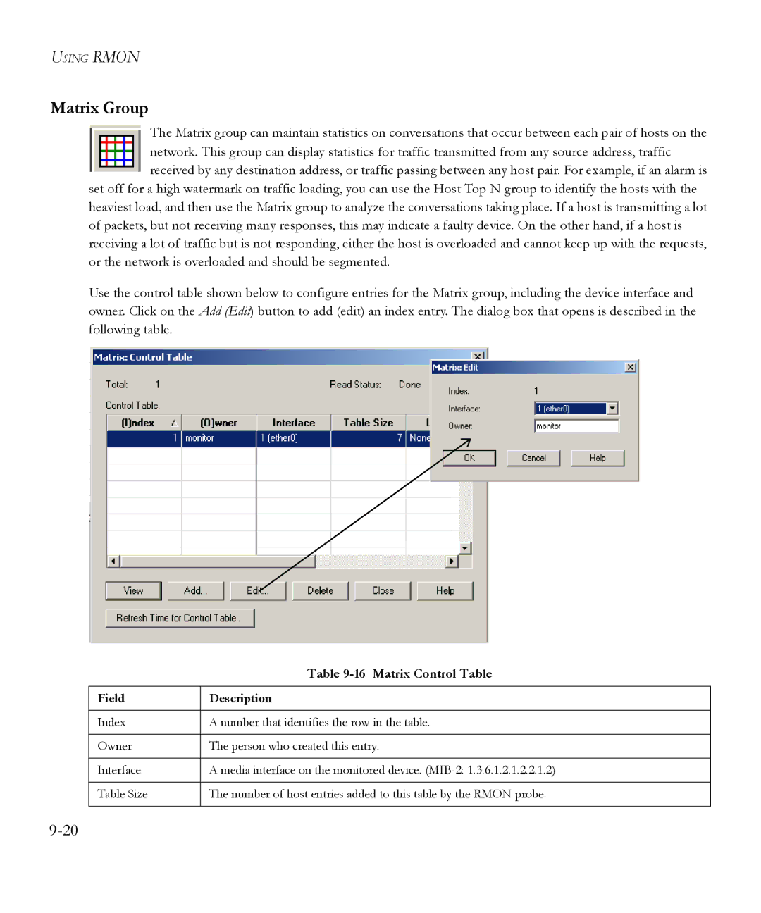 SMC Networks 6.20 manual Matrix Group, Matrix Control Table 