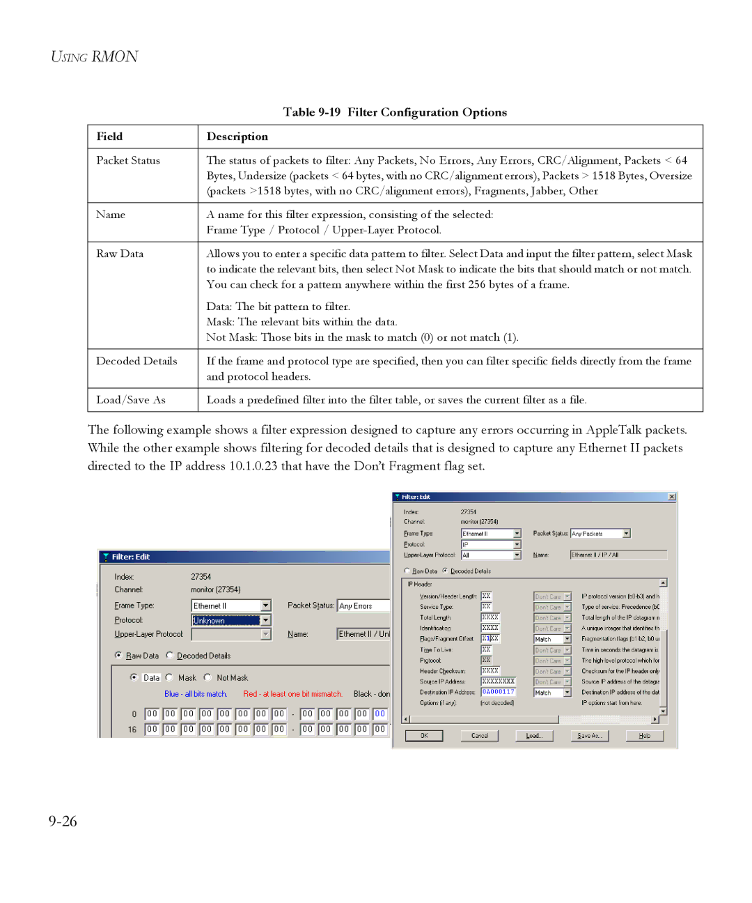 SMC Networks 6.20 manual Data The bit pattern to filter 