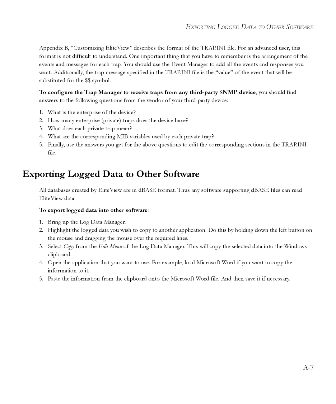 SMC Networks 6.20 manual Exporting Logged Data to Other Software, To export logged data into other software 