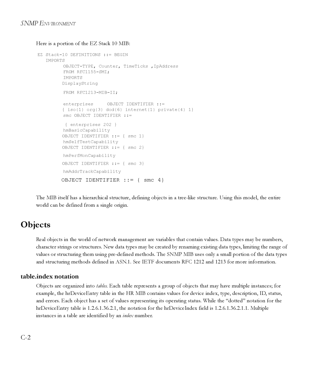 SMC Networks 6.20 manual Objects, Table.index notation 