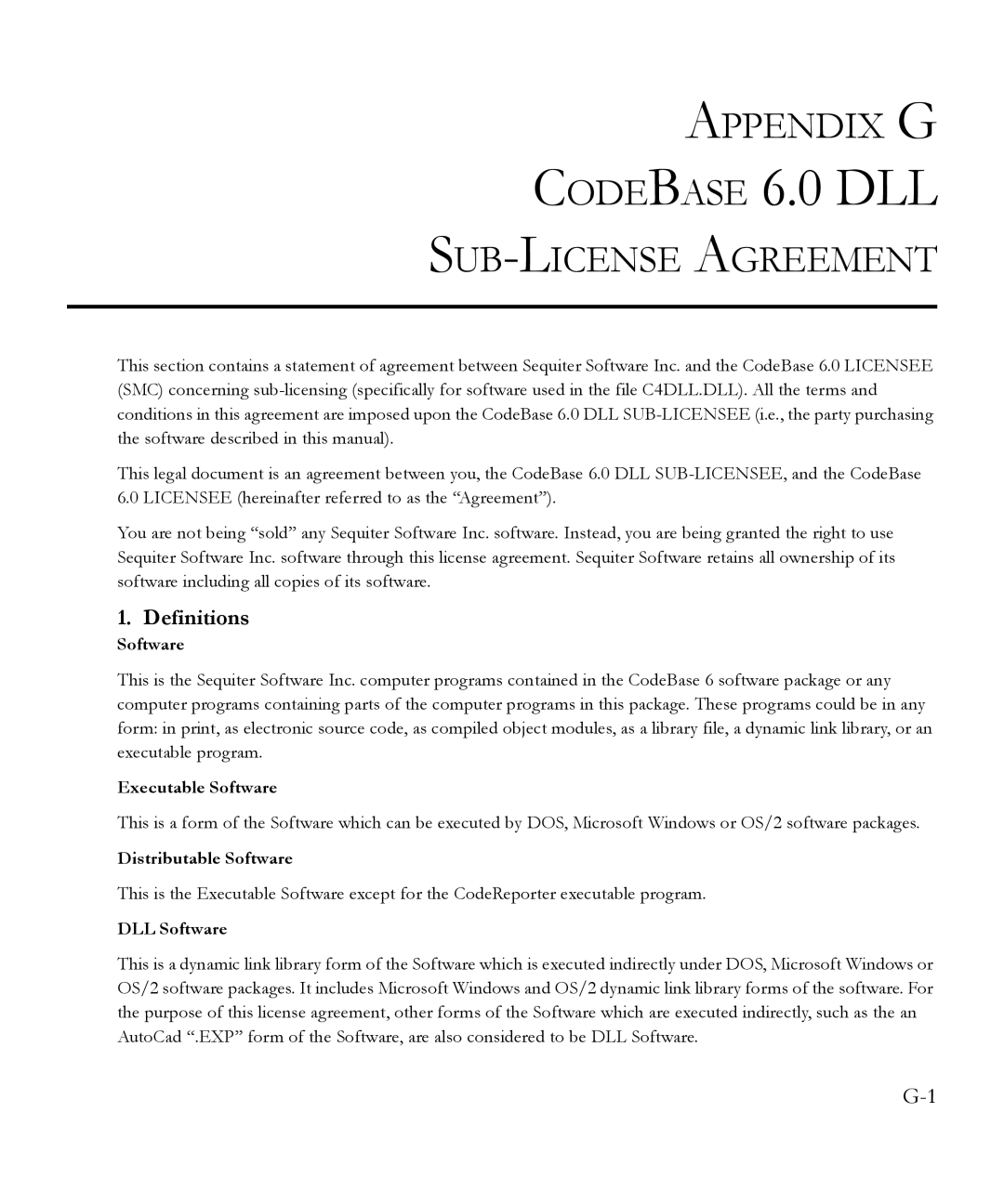 SMC Networks 6.20 manual Appendix G, SUB-LICENSE Agreement, Definitions 